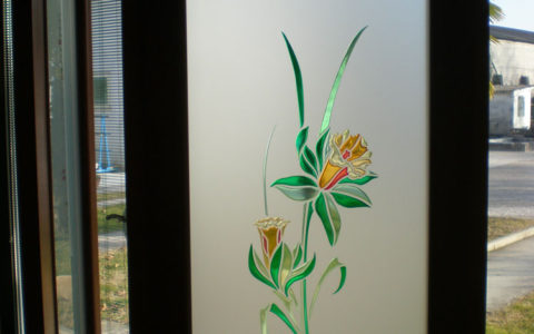 Porta con Vetro Decorato